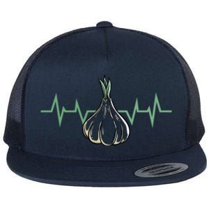 Garlic Plant Heartbeat Vegetables Cooking Garlic Gift Flat Bill Trucker Hat