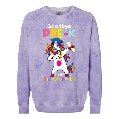 Goodbye Prek Hello Kindergarten Last Day Of School Colorblast Crewneck Sweatshirt