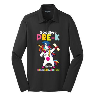 Goodbye Prek Hello Kindergarten Last Day Of School Silk Touch Performance Long Sleeve Polo