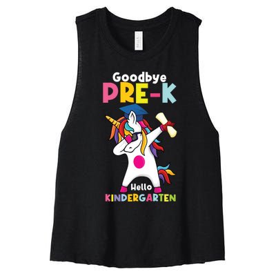 Goodbye Prek Hello Kindergarten Last Day Of School Women's Racerback Cropped Tank