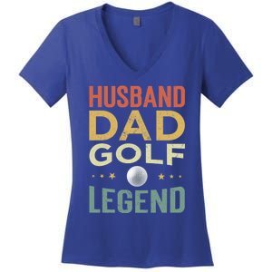 Golf Player Husband Dad Golf Legend Gift Women's V-Neck T-Shirt