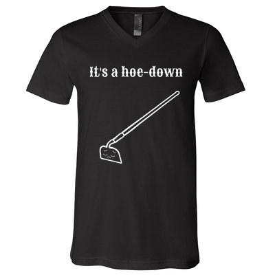 Garden Pun Hoe Down Sad Look Face V-Neck T-Shirt