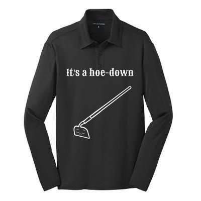 Garden Pun Hoe Down Sad Look Face Silk Touch Performance Long Sleeve Polo