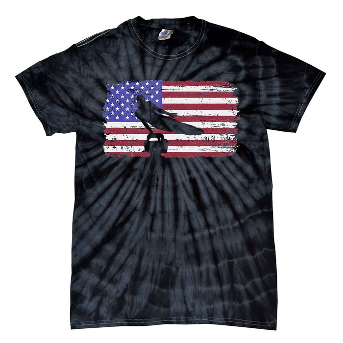 Gymnastics Pommel Horse Guy Usa American Flag Sports Team Tie-Dye T-Shirt