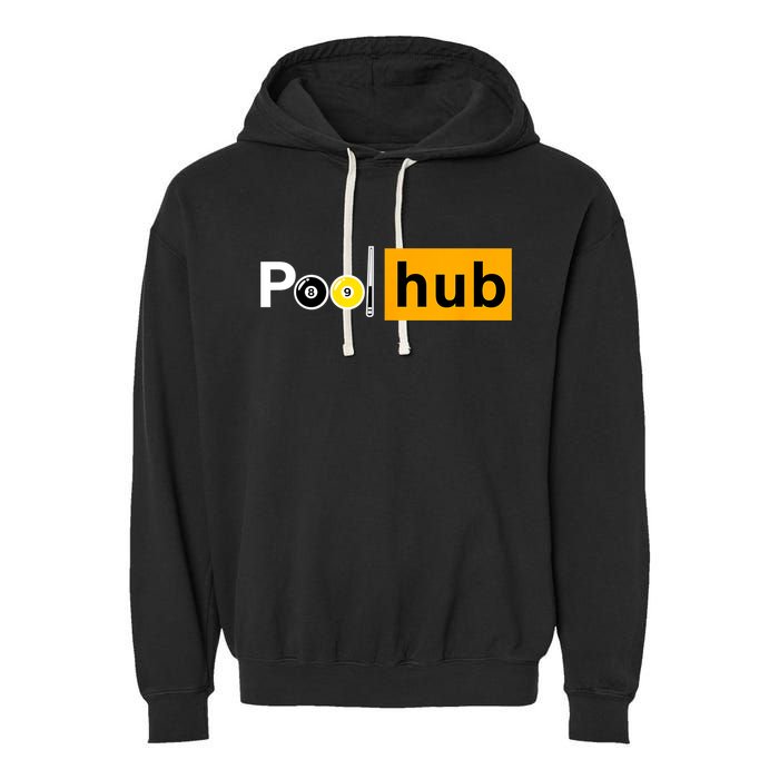Game Pool Hub Billiard Balls & Cue Stick Gift Garment-Dyed Fleece Hoodie