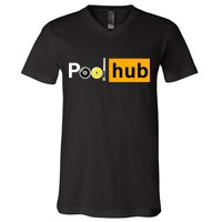 Game Pool Hub Billiard Balls & Cue Stick Gift V-Neck T-Shirt