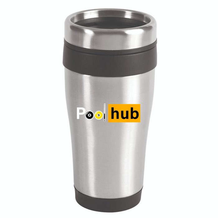 Game Pool Hub Billiard Balls & Cue Stick Gift 16oz Travel Tumbler