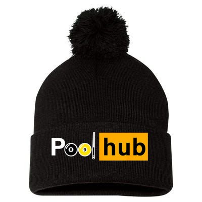 Game Pool Hub Billiard Balls & Cue Stick Gift Pom Pom 12in Knit Beanie