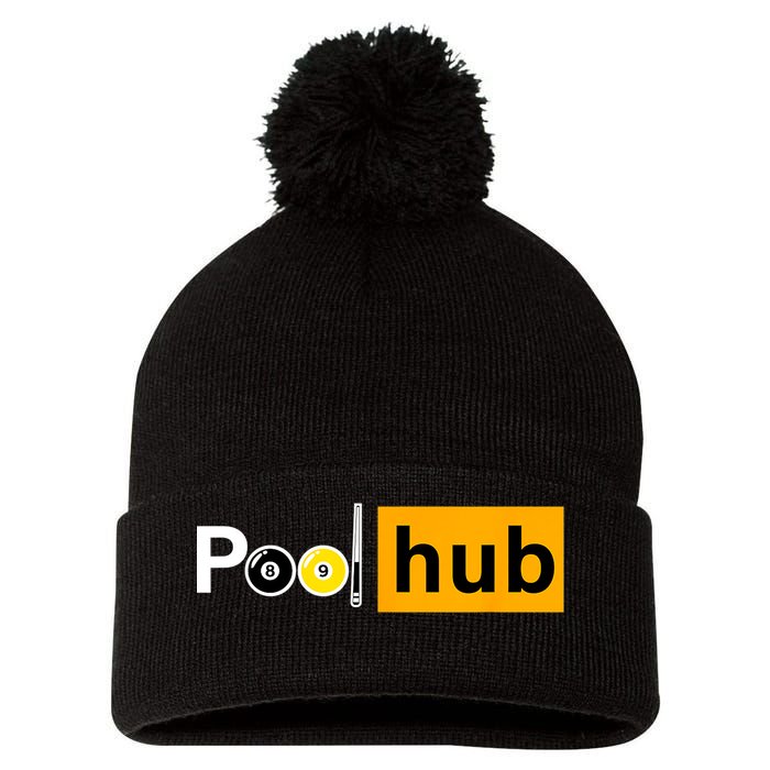 Game Pool Hub Billiard Balls & Cue Stick Gift Pom Pom 12in Knit Beanie