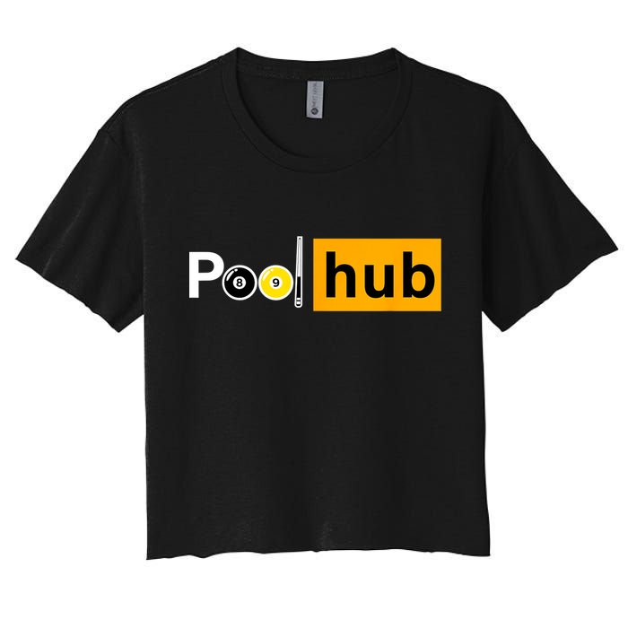 Game Pool Hub Billiard Balls & Cue Stick Gift Women's Crop Top Tee