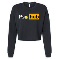Game Pool Hub Billiard Balls & Cue Stick Gift Cropped Pullover Crew