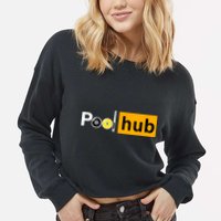 Game Pool Hub Billiard Balls & Cue Stick Gift Cropped Pullover Crew