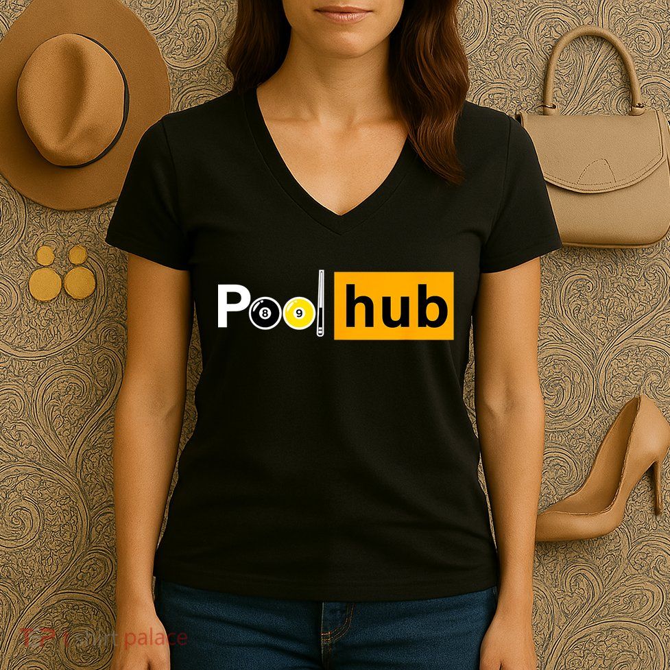 Game Pool Hub Billiard Balls & Cue Stick Gift Women's V-Neck T-Shirt