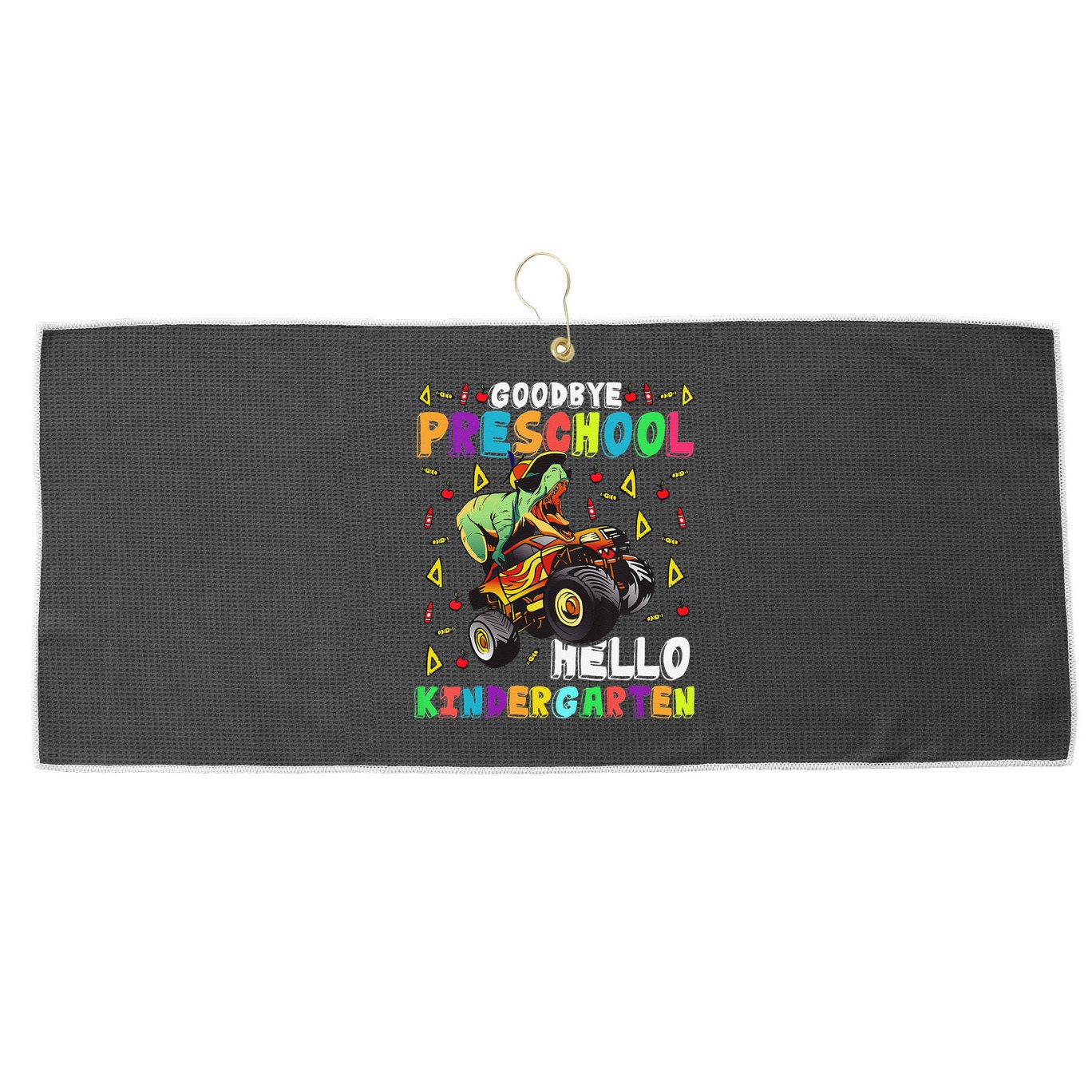 Goodbye PreK Hello Kindergarten Here I Come Graduation Large Microfiber Waffle Golf Towel