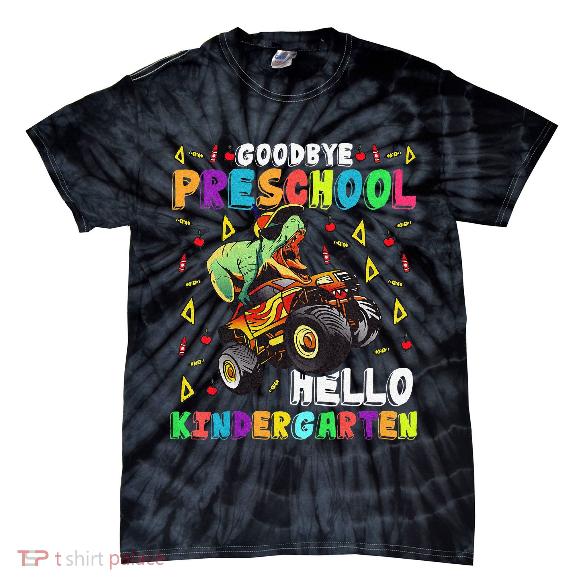 Goodbye PreK Hello Kindergarten Here I Come Graduation Tie-Dye T-Shirt