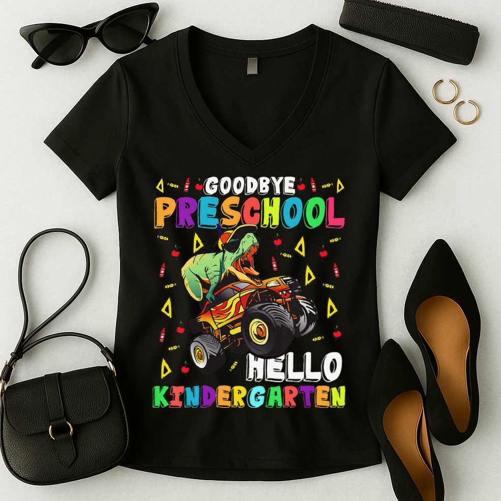 Goodbye PreK Hello Kindergarten Here I Come Graduation Women's V-Neck T-Shirt