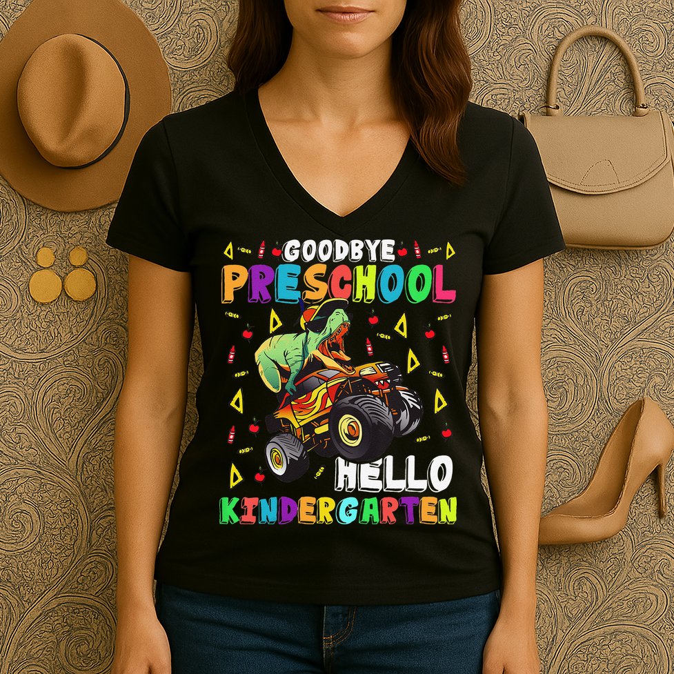 Goodbye PreK Hello Kindergarten Here I Come Graduation Women's V-Neck T-Shirt