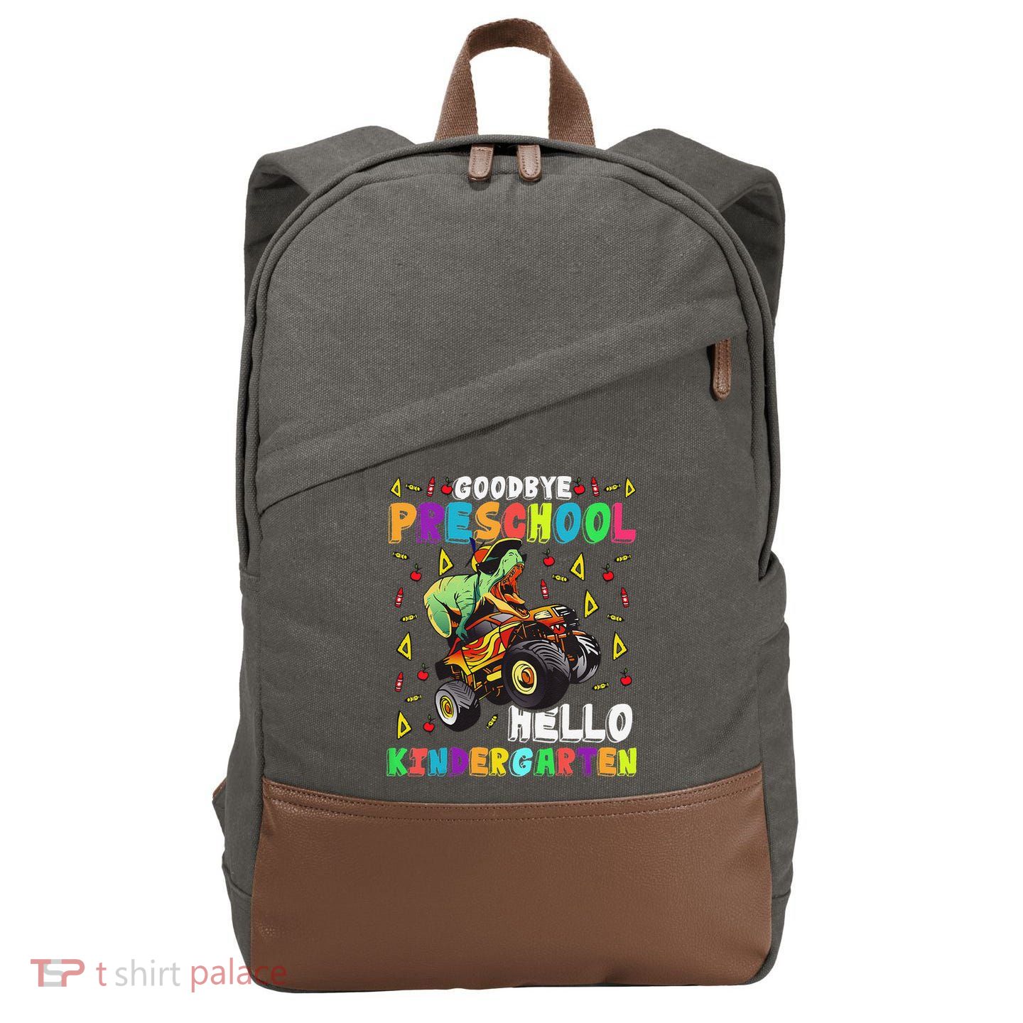 Goodbye PreK Hello Kindergarten Here I Come Graduation Cotton Canvas Backpack