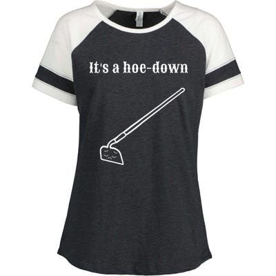 Garden Pun Hoe Down Sad Look Face Enza Ladies Jersey Colorblock Tee