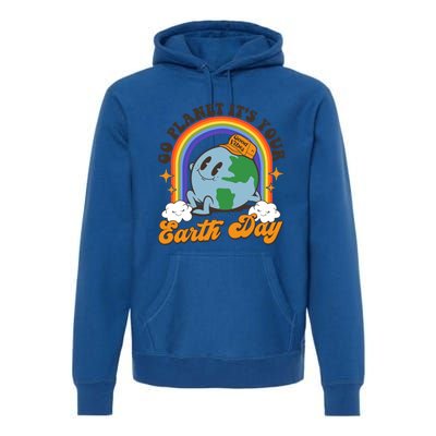 Go Planet Its Your Earth Day Teacher Groovy Environt Gift Premium Hoodie