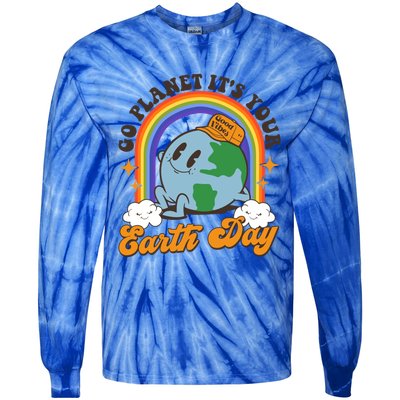 Go Planet Its Your Earth Day Teacher Groovy Environt Gift Tie-Dye Long Sleeve Shirt