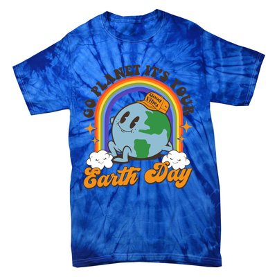 Go Planet Its Your Earth Day Teacher Groovy Environt Gift Tie-Dye T-Shirt