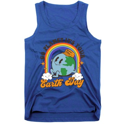 Go Planet Its Your Earth Day Teacher Groovy Environt Gift Tank Top