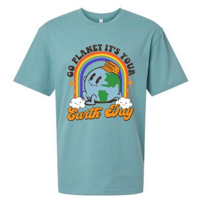 Go Planet Its Your Earth Day Teacher Groovy Environt Gift Sueded Cloud Jersey T-Shirt