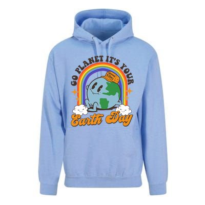 Go Planet Its Your Earth Day Teacher Groovy Environt Gift Unisex Surf Hoodie