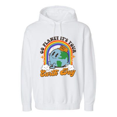 Go Planet Its Your Earth Day Teacher Groovy Environt Gift Garment-Dyed Fleece Hoodie