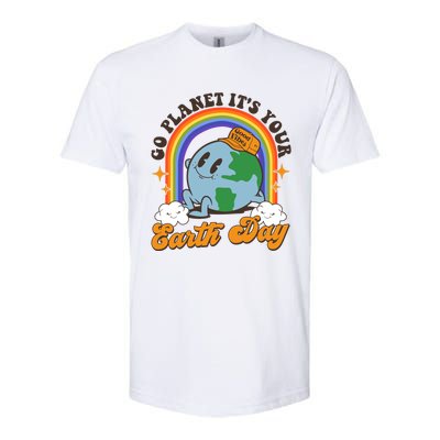 Go Planet Its Your Earth Day Teacher Groovy Environt Gift Softstyle CVC T-Shirt