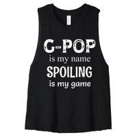 G Pop Is My Name Spoiling Is My Game Grandpop Grandpa Women's Racerback Cropped Tank