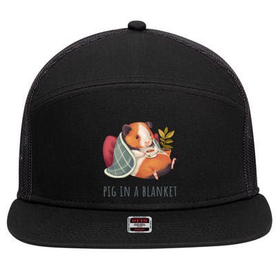 Guinea Pig In A Cozy Blanket Chilling And Drinking Tea Or Coffee 7 Panel Mesh Trucker Snapback Hat