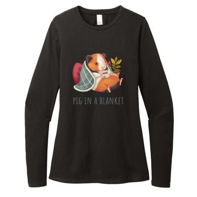 Guinea Pig In A Cozy Blanket Chilling And Drinking Tea Or Coffee Womens CVC Long Sleeve Shirt