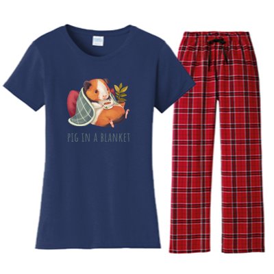 Guinea Pig In A Cozy Blanket Chilling And Drinking Tea Or Coffee Women's Flannel Pajama Set