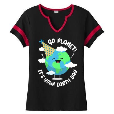 Go Planet It's Your Earth Day Cute Gift Ladies Halftime Notch Neck Tee