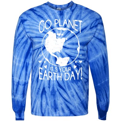 Go Planet It's Your Earth Day Save The Planet Retro Vintage Gift Tie-Dye Long Sleeve Shirt