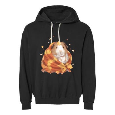 Guinea Pig In A Blanket Coffee Cups Autumn Fall Thanksgiving Garment-Dyed Fleece Hoodie