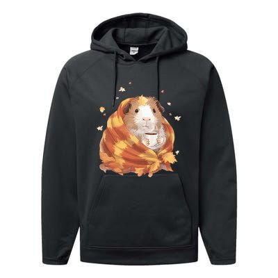 Guinea Pig In A Blanket Coffee Cups Autumn Fall Thanksgiving Performance Fleece Hoodie