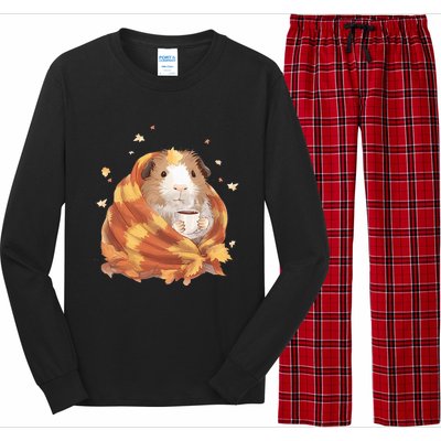 Guinea Pig In A Blanket Coffee Cups Autumn Fall Thanksgiving Long Sleeve Pajama Set