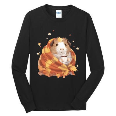 Guinea Pig In A Blanket Coffee Cups Autumn Fall Thanksgiving Tall Long Sleeve T-Shirt