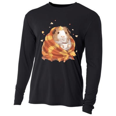 Guinea Pig In A Blanket Coffee Cups Autumn Fall Thanksgiving Cooling Performance Long Sleeve Crew