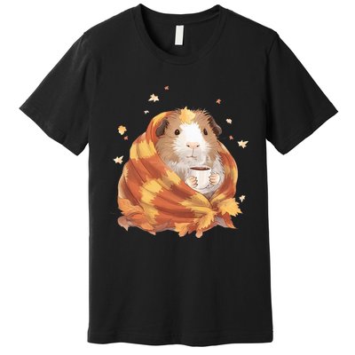 Guinea Pig In A Blanket Coffee Cups Autumn Fall Thanksgiving Premium T-Shirt