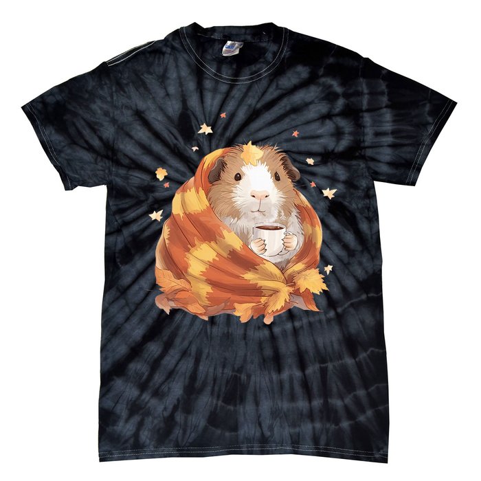 Guinea Pig In A Blanket Coffee Cups Autumn Fall Thanksgiving Tie-Dye T-Shirt