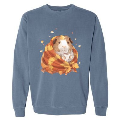 Guinea Pig In A Blanket Coffee Cups Autumn Fall Thanksgiving Garment-Dyed Sweatshirt