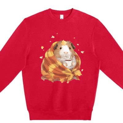 Guinea Pig In A Blanket Coffee Cups Autumn Fall Thanksgiving Premium Crewneck Sweatshirt