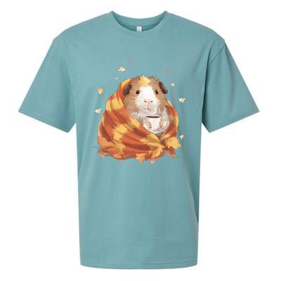 Guinea Pig In A Blanket Coffee Cups Autumn Fall Thanksgiving Sueded Cloud Jersey T-Shirt