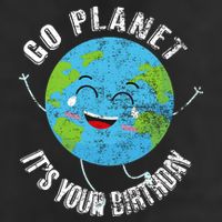 Go Planet Its Your Birthday Happy Earth Day Distressed 7 Panel Mesh Trucker Snapback Hat