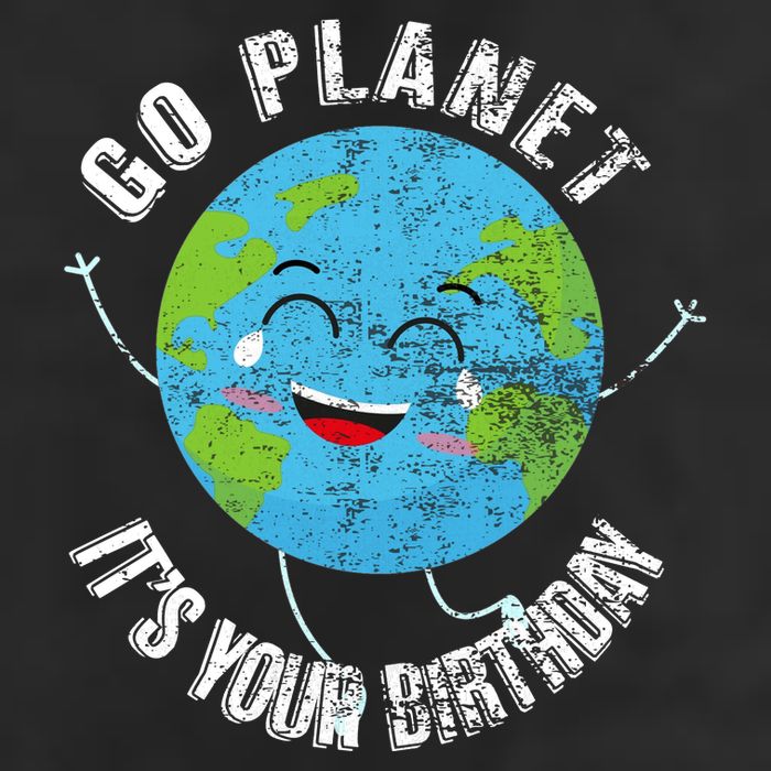 Go Planet Its Your Birthday Happy Earth Day Distressed 7 Panel Mesh Trucker Snapback Hat