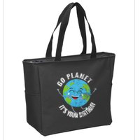 Go Planet Its Your Birthday Happy Earth Day Distressed Zip Tote Bag